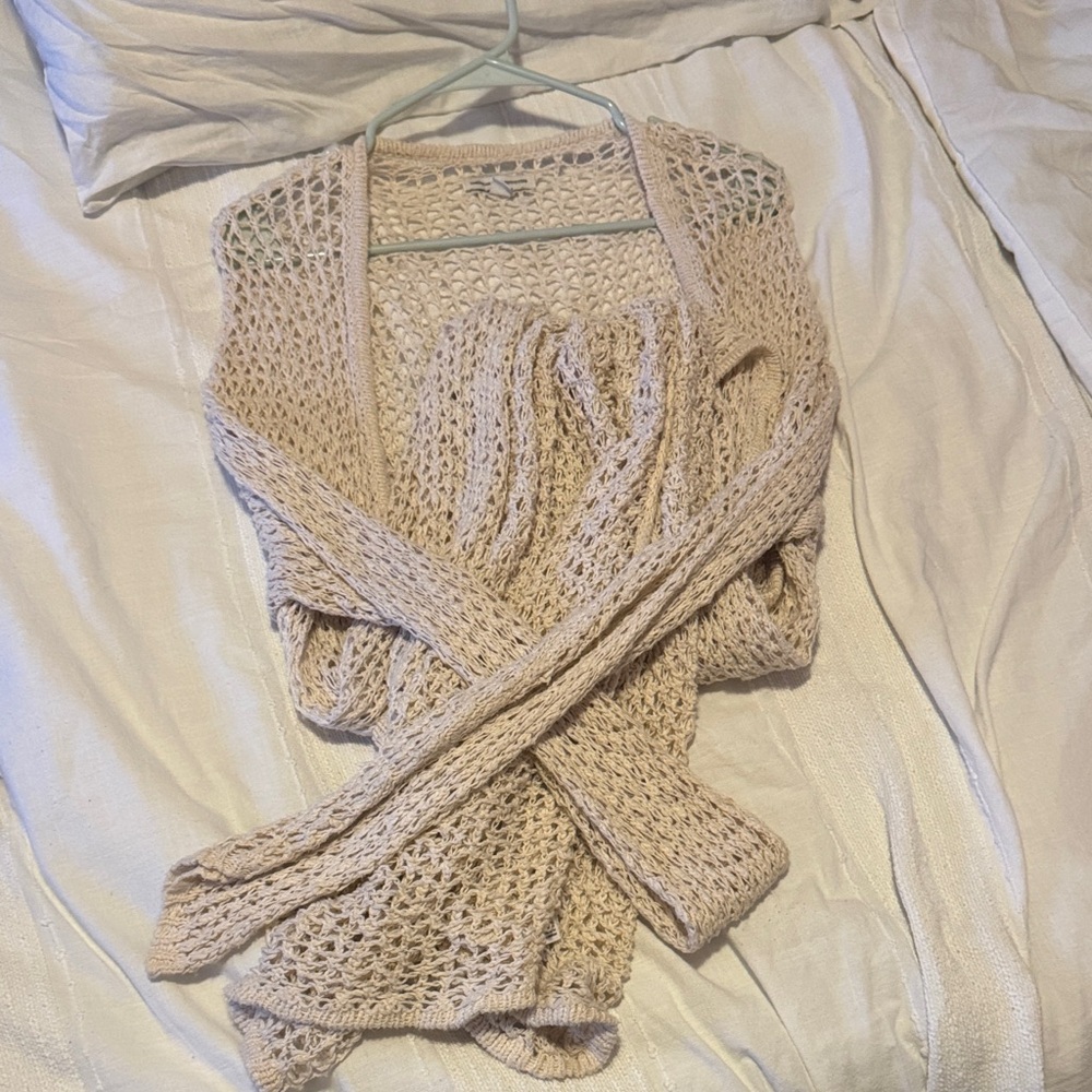 Women's Cream Long Knit Cardigan